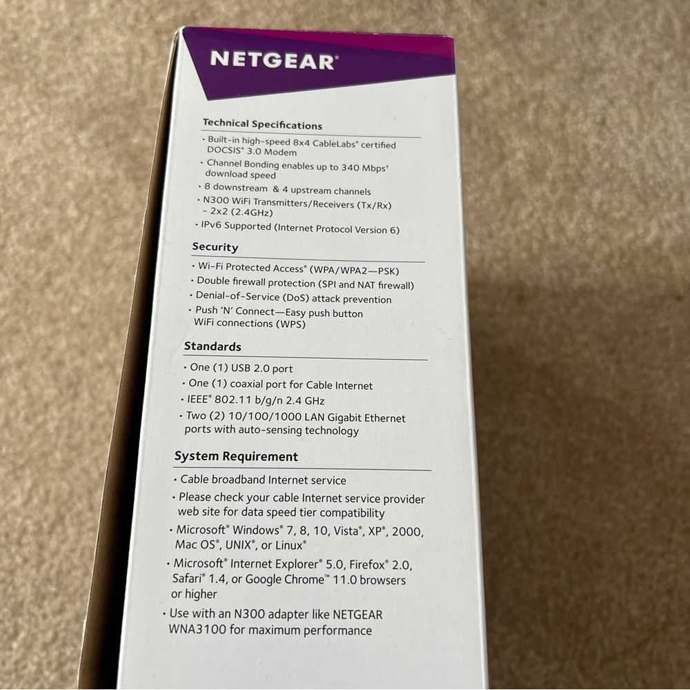 NETGEAR N300 New WiFi Cable Modem Router Black - Picture 6 of 12